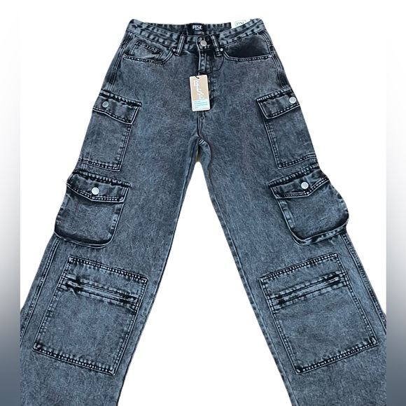 RISE SUPPLY Co.| Black Denim | Wide-Leg Cargo Pants - Picture 11 of 12